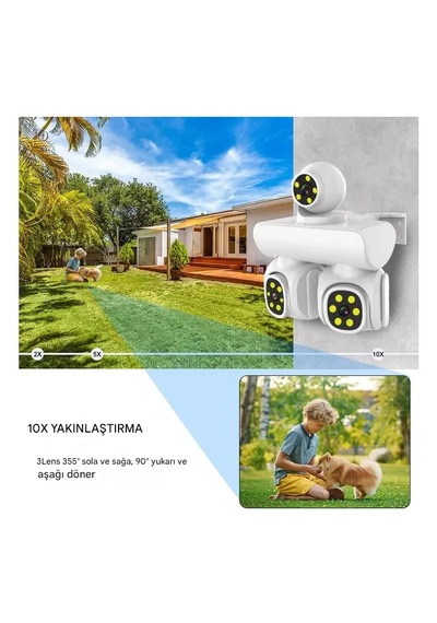 Full Hd 12mp 6k Speed Dome 3 Lens Renkli Gece Görüş İki Yönlü Ses