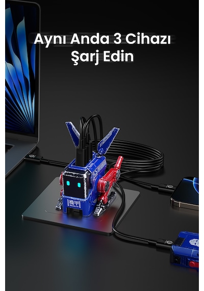 GravaStar Alpha65 Mavi Özel Seri Robot Figürlü 65W Hızlı Şarj Adaptörü