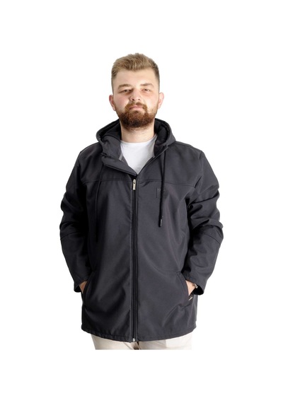 Mode Xl Büyük Beden Softshell Waterproff Kapüşonlu Mont 21235 Antrasit 001