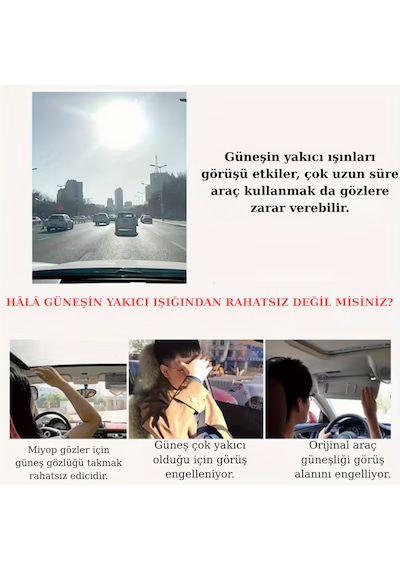 Araç İçi Güneş Siperliği Ön Cam Güneşliği Gece Gündüz Parlama Engelleyici Güneşlik Araç Gözlüğü Siyah