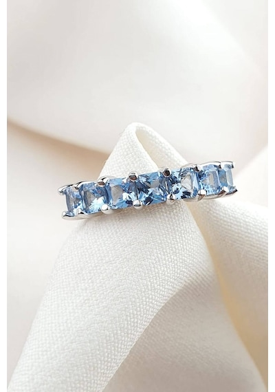 Sky Diamond Blue Creative Sapphire 925 Ayar Gümüş Sıra Taş Yüzük