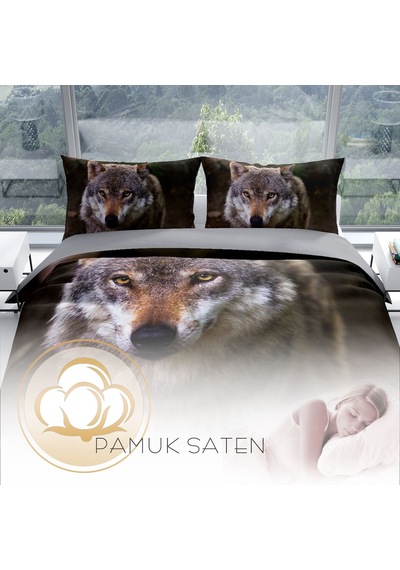 Cattleya Wolfeyes 3D Pamuk Saten Çift Kişilik Nevresim Takımı Çok Renkli