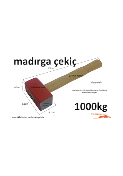 Madırga Çekiç 1000kg Küt Çekiç Balyoz Taşçı Çekici