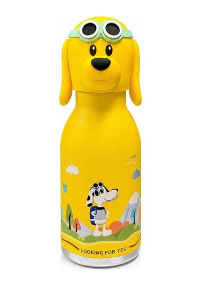 Koı Sarı Köpek 500 Ml Paslanmaz Çelik-pipetli Çocuk Termosu Ve Suluk Sarı Sarı