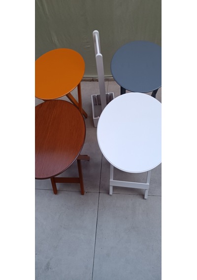Çanta Zigon Sehpa Oval Dörtlü Model Ahşap Mdf Gri,ceviz,beyaz Ve Hardal Renk Uyumu El Yapımı