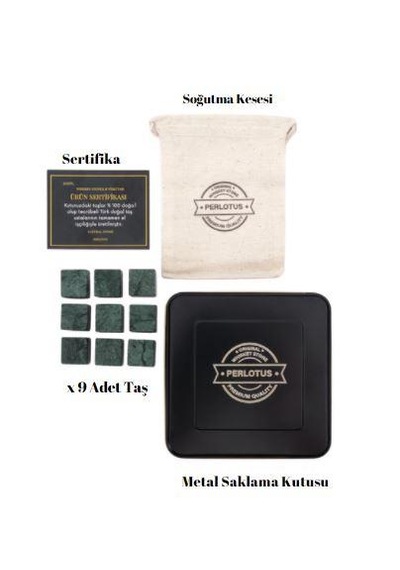 Perlotus Doğal Mermer Granit 9 Adet Viski Taşı Soğutma Taşı