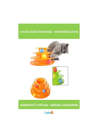 3 Katlı Kedi Oyuncağı Tower Of Tracks Eğlenceli Oyun