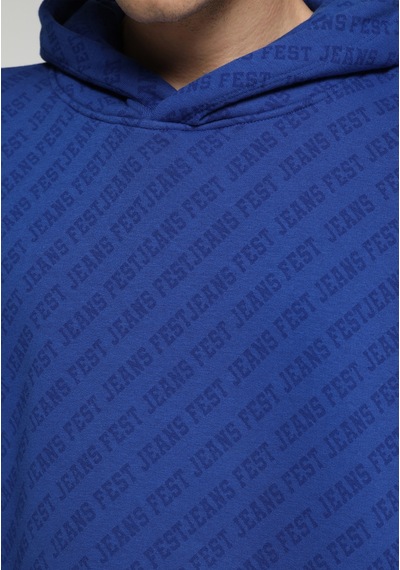 Colin's Colins Oversize Fit Kapüşonlu Baskılı Erkek Mavi Sweatshirt Cl1083414 Q1.v2 Inv İndigo