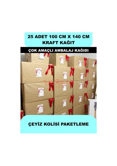 25 Adet 100cm X 140cm 100 Gr. Kraft Ambalaj Kağıdı, Çeyiz Ev Eşyası Hediye Ürün Paketleme, Çocuk Etkinlikleri