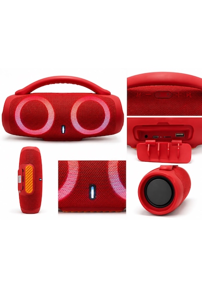 Booms Box3 Rbg Hoparlör Süper Bass Bluetooth Fm Radyo Udb Aux Tf Kart Desteği Renkli Led Işıklı 2 Hoparlörlü 5.3 Bluetooth Su Dayanıklı Taşınabilir