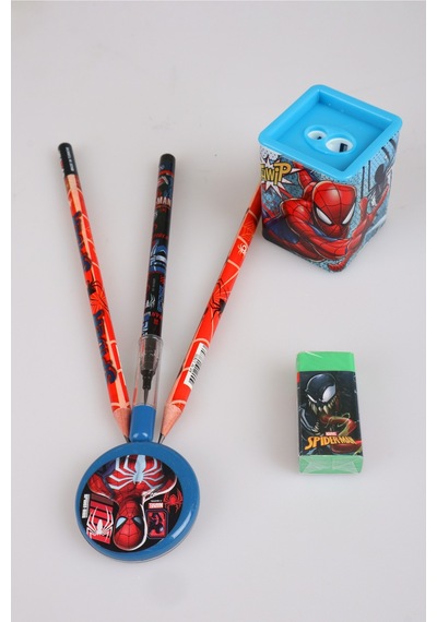 X Dekomus Lisanslı Spiderman Kırtasiye Seti 2 Kurşun Kalem,silgi Ve Kalemtraş Altın
