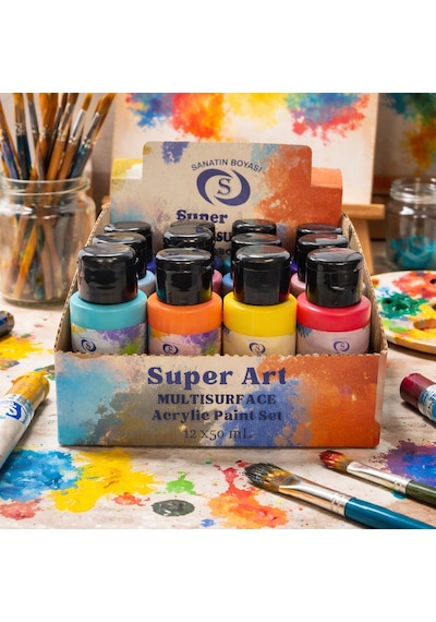 Superart Akrilik Boya Seti 12'lı 50 Ml Çok Renkli