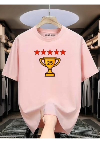 Şampiyonluk Baskılı Unisex Tişört Pembe