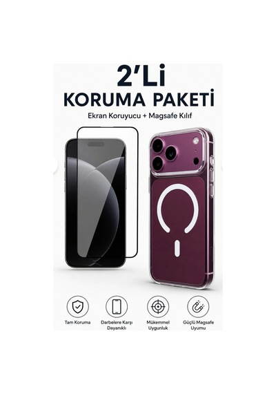 Apple iPhone Uyumlu 17-18 Pro Güçlendirilmiş Magsafe Şarj Özellikli Sararmaz Kristal Sert Kapak Kılıf Ve Kırılmaz Ekran Koruyucu Beyaz Beyaz Apple iPhone Uyumlu 17-18 Pro Güçlendirilmiş Magsafe Şarj Özellikli Sararmaz Kristal Sert Kapak Kılıf Ve Kırılmaz Ekran Koruyucu Beyaz Beyaz