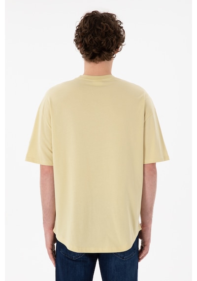 U.S. Polo Assn. Erkek Long Fit Bisiklet Yaka Açık Haki Basic Tişört 50305988-VR183