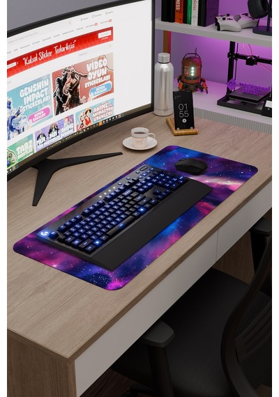 Galaksi Kaymaz Dikişli Kauçuk Oyuncu Mousepad V1 - 70x30 Xl Gaming Mouse Pad Fare Altlığı