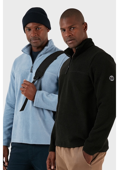 Buratti Slim Fit Yarım Fermuarlı Yumuşak Dokulu Şardonlu 2'Li Paket Erkek Polar 59060011S2 Siyah-Koyu Mavi