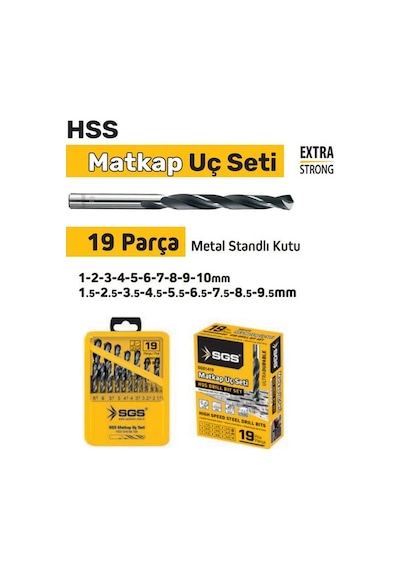Sgs 19 Parça Hss Matkap Ucu Seti