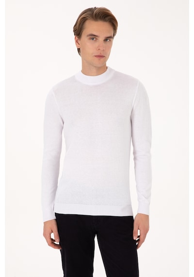U.S. Polo Assn. Erkek Slim Fit Bisiklet Yaka Beyaz Basic Kazak 50307823-VR013