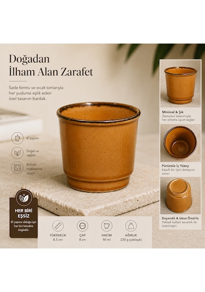 Porselen Kulpsuz Kiremit Rengi Espresso Fincan Bardak