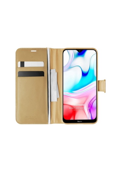 Xiaomi Redmi 8 Kılıf Standlı Kapaklı Korumalı Gold R119963:gold