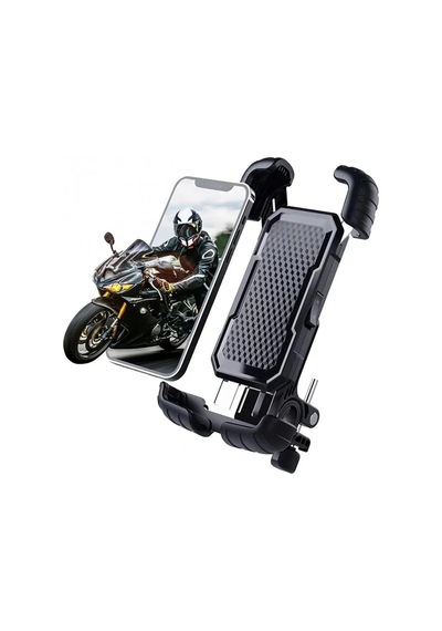360 Derece Ayarlanabilen Gidon Bağlantılı Bisiklet Motosiklet İçin Abs 4-7.8 İnç Telefon Tutucu Siyah