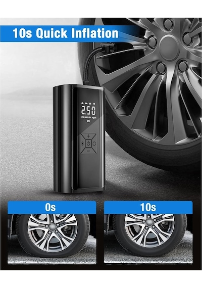 Tr Şarjlı Lastik Şişirme Hava Kompresörü, 150 Psı Dijital Lcd Ekranlı, 6000 Mah Bataryalı, Powerbank Özellikli, Genel