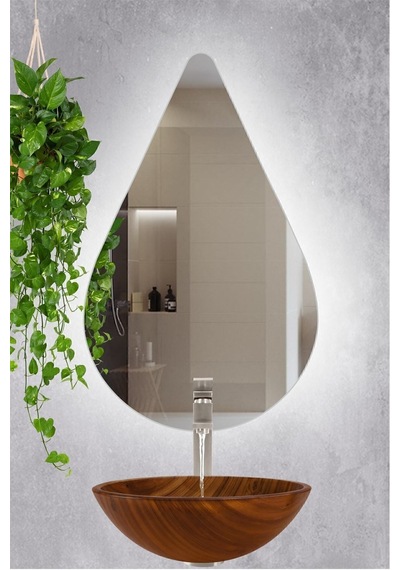 Led Işıklı Damla Şekli Banyo Ve Konsol Aynası Beyaz