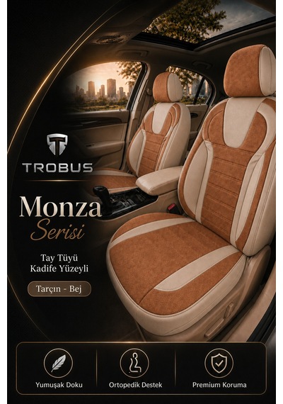 Volvo V40 2012-2019 Uyumlu Monza Serisi Tarçın Bej Oto Koltuk Kılıfı