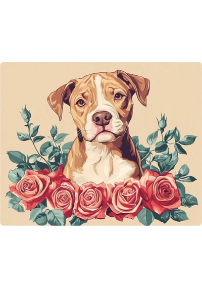 Çiçekli Köpek Baskılı Mousepad 17,5x21,5 Cm