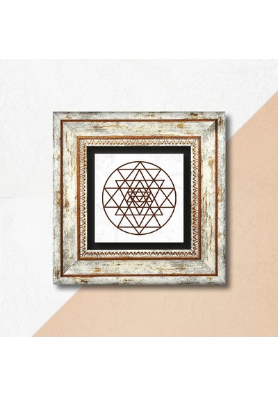 Sri Yantra Taş Duvar Tablosu - Çerçeveli Taş Tablo - Dekoratif Duvar Sanatı - Modern Ev Ve Ofis Duvar Dekoru T1-175