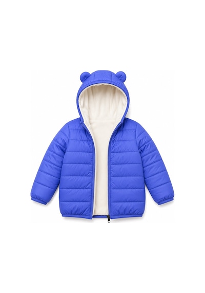 Mnk Baby & Kids Kız Çocuk Kapüşonlu İçi Polarlı Fermuarlı Şişme Mont M00859 Lila