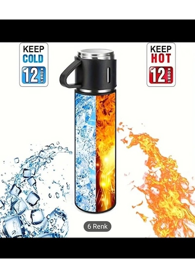 321 Çelik Termos 500ml 8139 3'lü Set Gri - Pembe