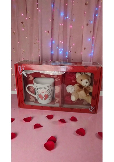 Sevgililer Gününe Özel Kutulu Ayıcıklı Kupa Sevgili Boyut 30 Cm