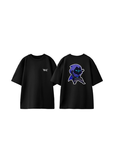 Thewert Valorant Omen Tasarım Sırt Baskılı Pamuk Siyah Oversize T-shirt