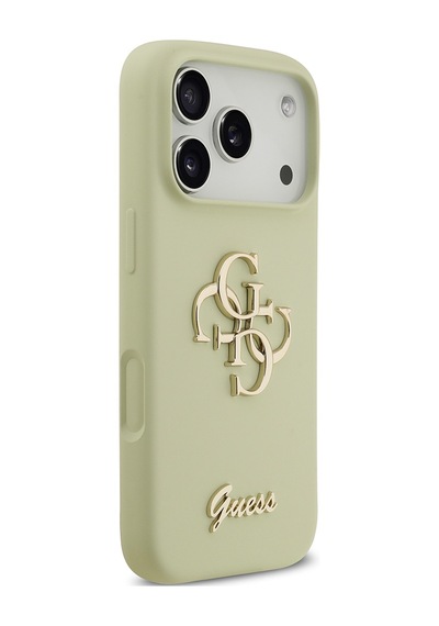 Apple Uyumlu iPhone 17 Pro Kılıf Guess Lisanslı Grained Yazı Logolu Kapak Yeşil