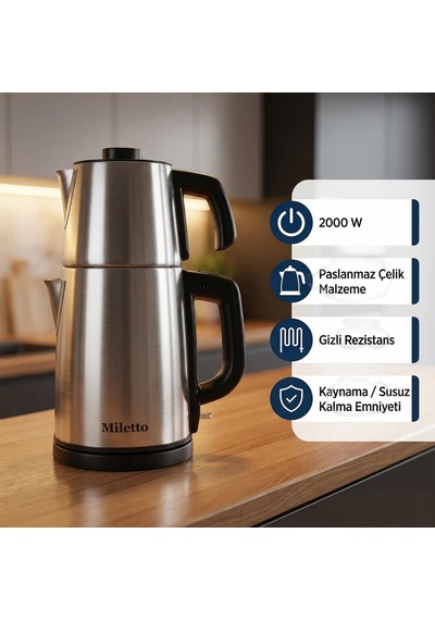 Miletto MT20R 1.7 L Gizli Rezistanslı Otomatik Çay Makinesi