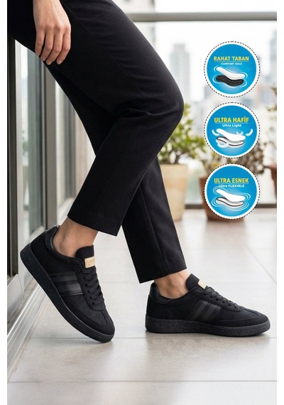 Grijak Siyah Bağcıklı Esnek Unisex Spor Ayakkabı 015 G