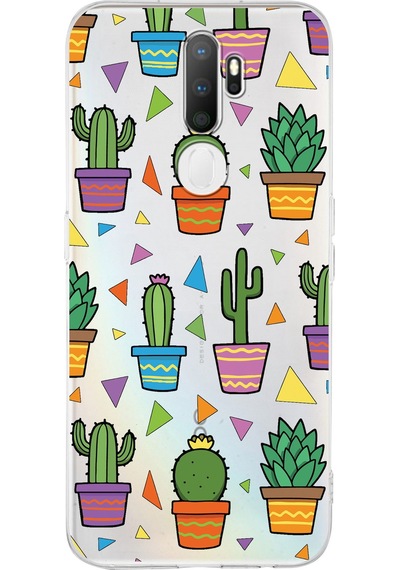 Oppo A5 2020 İle Uyumlu 1mm Slim Fit Water Color 4 Baskılı Şeffaf Kılıf Şeffaf