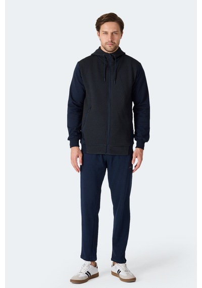 Slazenger Flame Erkek Kapüşonlu Cepli Lacivert Sweatshirt Lacivert