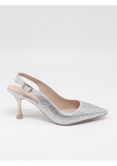 Nesilshoes Nesil Shoes Özma 404 Gümüş Taşlı Topuklu Kadın Stiletto