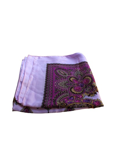 Tikitonki Yumuşak Dokulu Etnik Desenli Saten Lila Eşarp - 90x90 Lila Lila