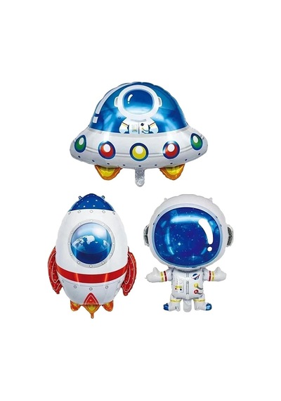 Uzay Galaksi Temalı Folyo Balon Set ^4 Adet Büyük Boy Çok Renkli