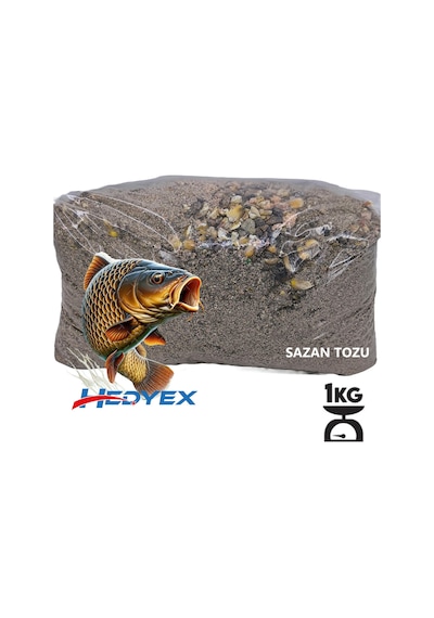 Hedyex 1kg Sazan Tozu Yüksek Proteinli Özel Katkılı Sazan Alabalık Avı Toz Yem