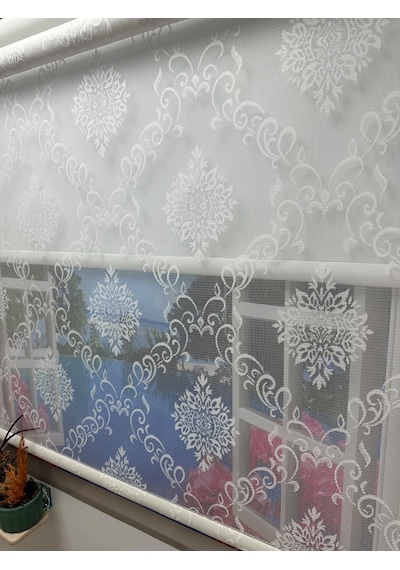 Çift Mekanizmalı Tül Ve Stor Perde Düz - Model 4 Beyaz