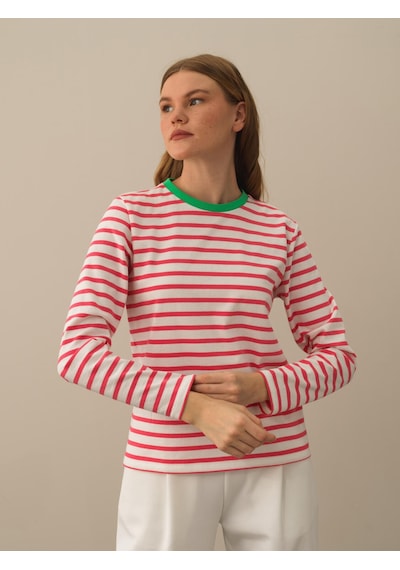 Xint Pembe Regular Fit Bisiklet Yaka Pamuk Uzun Kol Tişört 602317