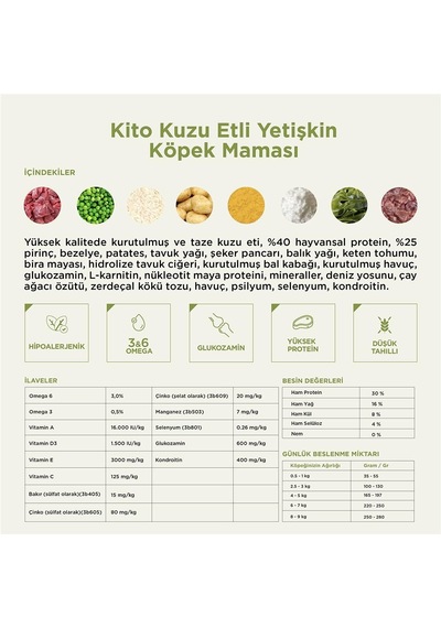 Doğal Besi Kuzu Etli Yetişkin Köpek Maması 15 Kg