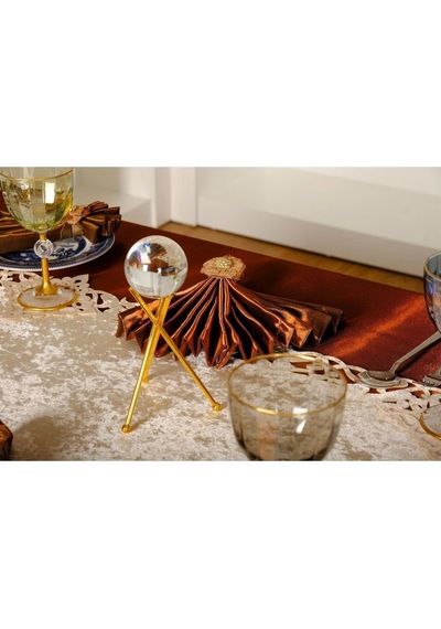 Mina Kadife Kumaş Krem Kahve Sofra Tk. 8 Kşl. 160x230 Cm 26 Prç. - 1232 Çok Renkli