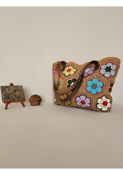 Fikriharika Design El Yapımı Renkli Afrika Çiçeği Motifli Kağıt İp Omuz Çantası Astarlı Ve Cepli, Bohem Tasarım Çok renkli Fikriharika Design El Yapımı Renkli Afrika Çiçeği Motifli Kağıt İp Omuz Çantası Astarlı Ve Cepli, Bohem Tasarım Çok renkli