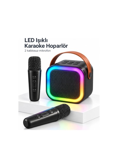 Led Işıklı Bluetooth Karaoke Hoparlör Seti